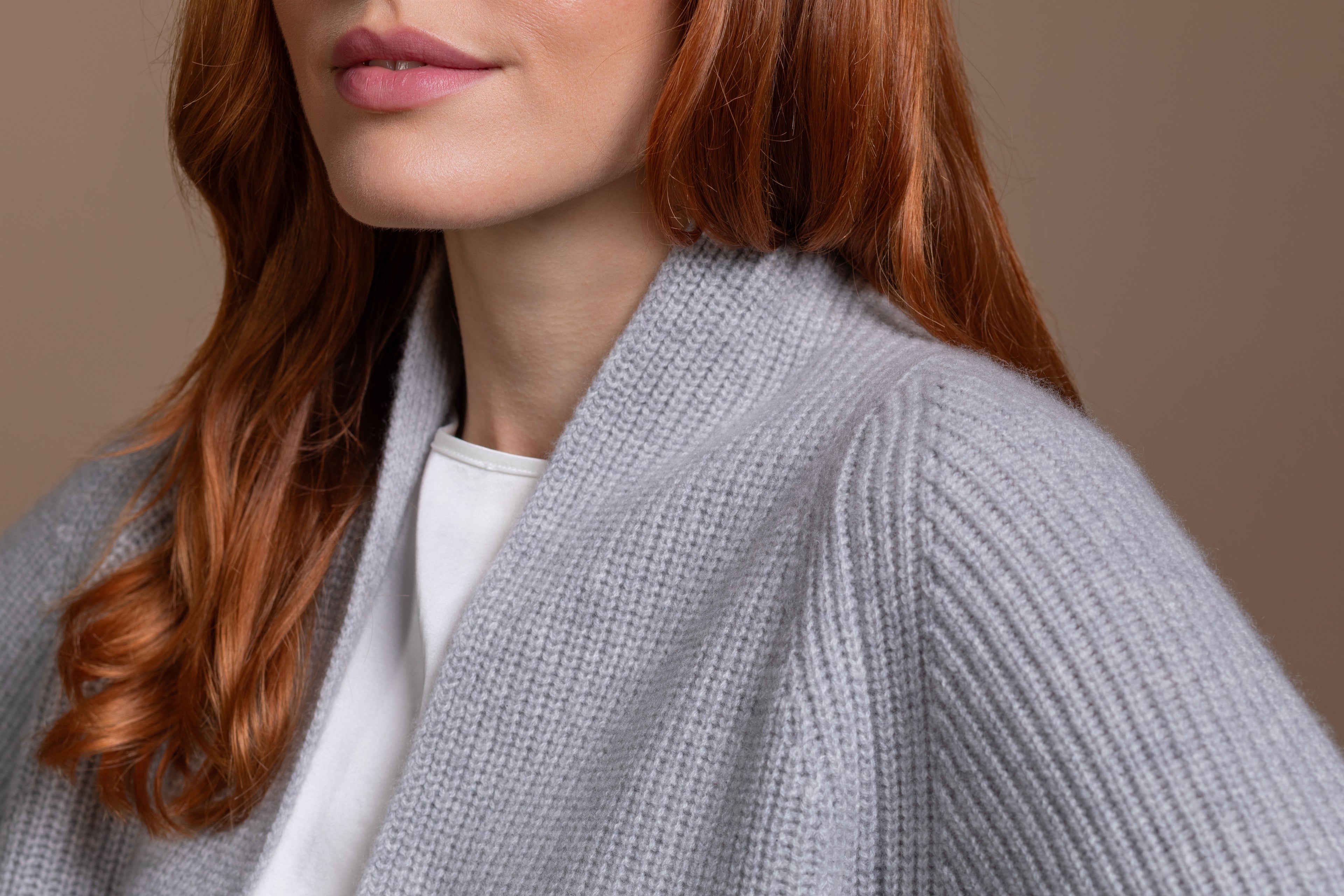 "Palermo" open boxy cardigan with scarfcollar