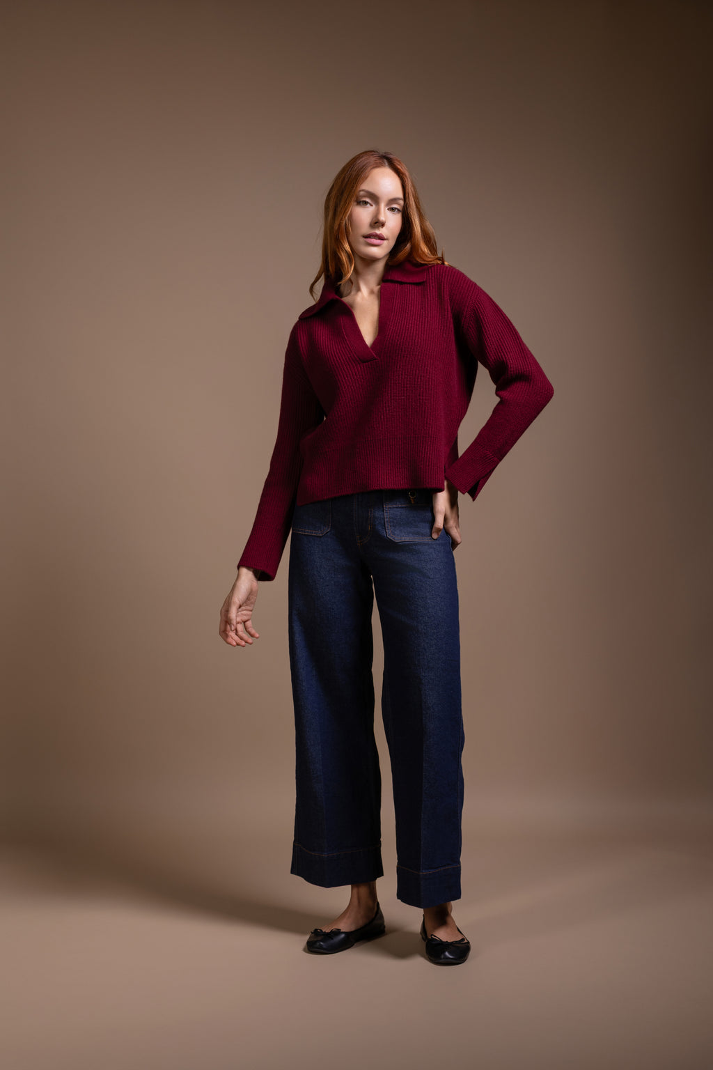 "Udine" polo with slits at sleeve and hem