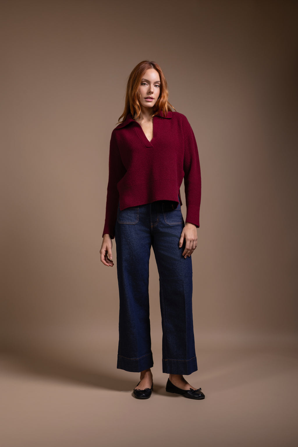 "Udine" polo with slits at sleeve and hem