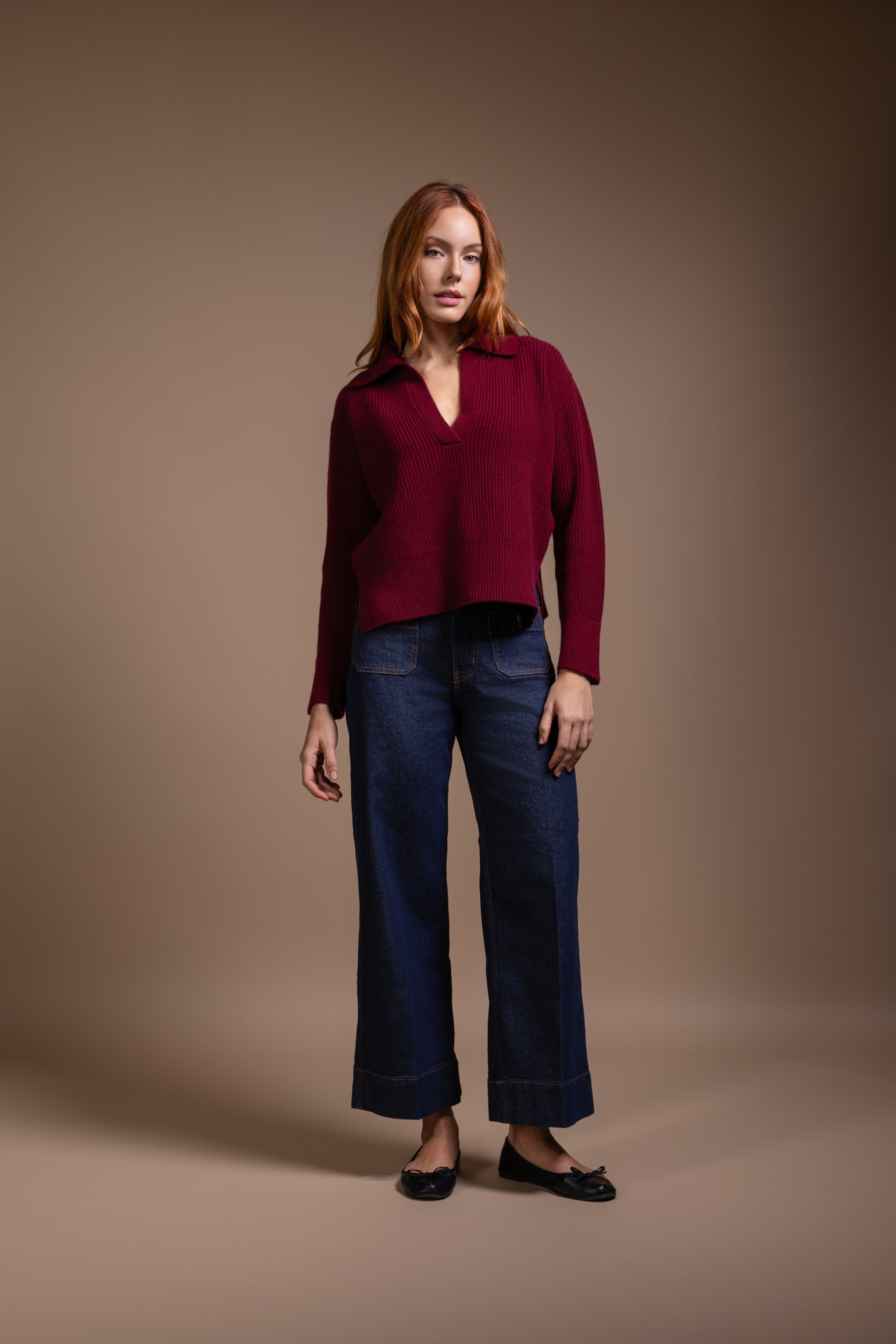 "Udine" polo with slits at sleeve and hem