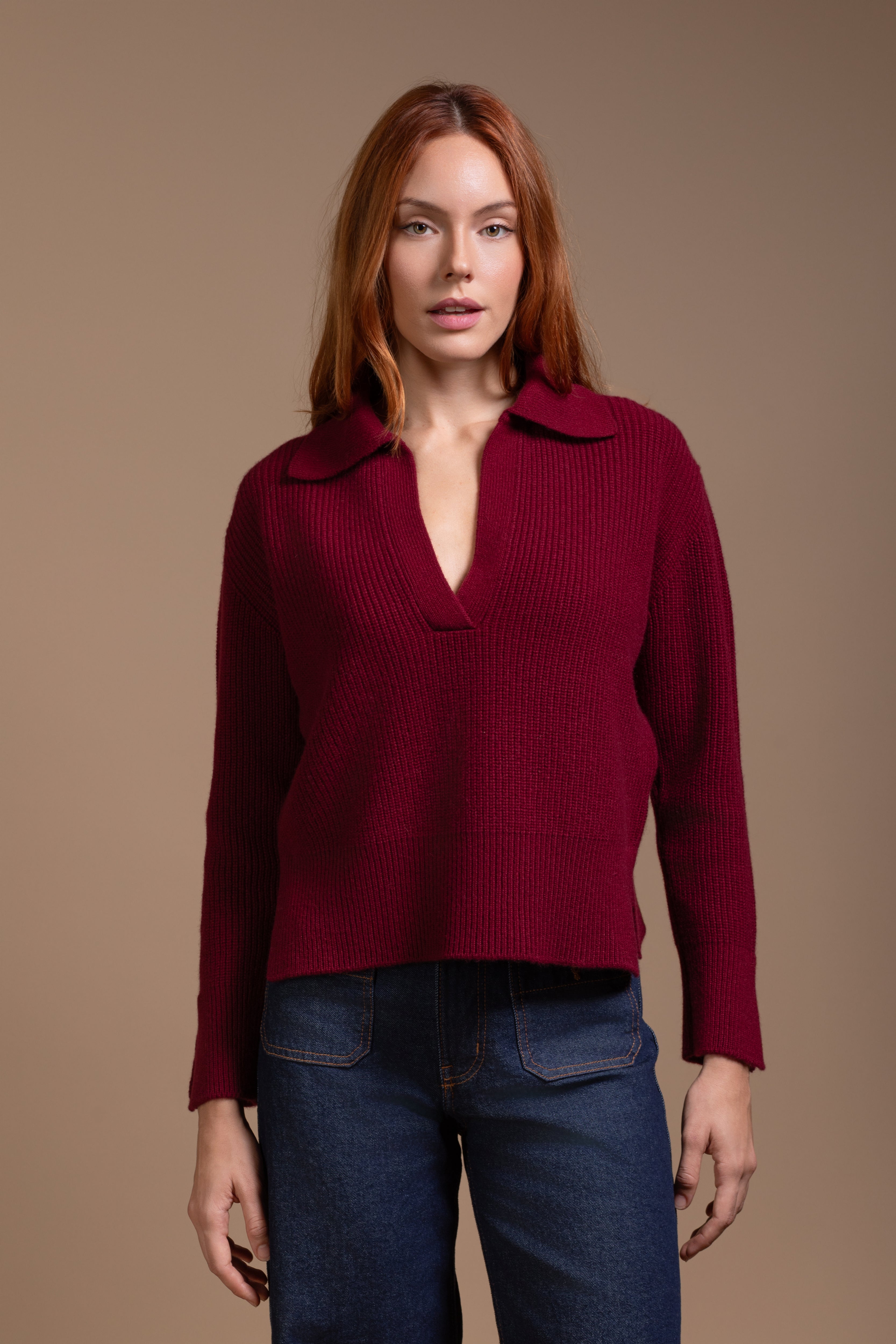 "Udine" polo with slits at sleeve and hem