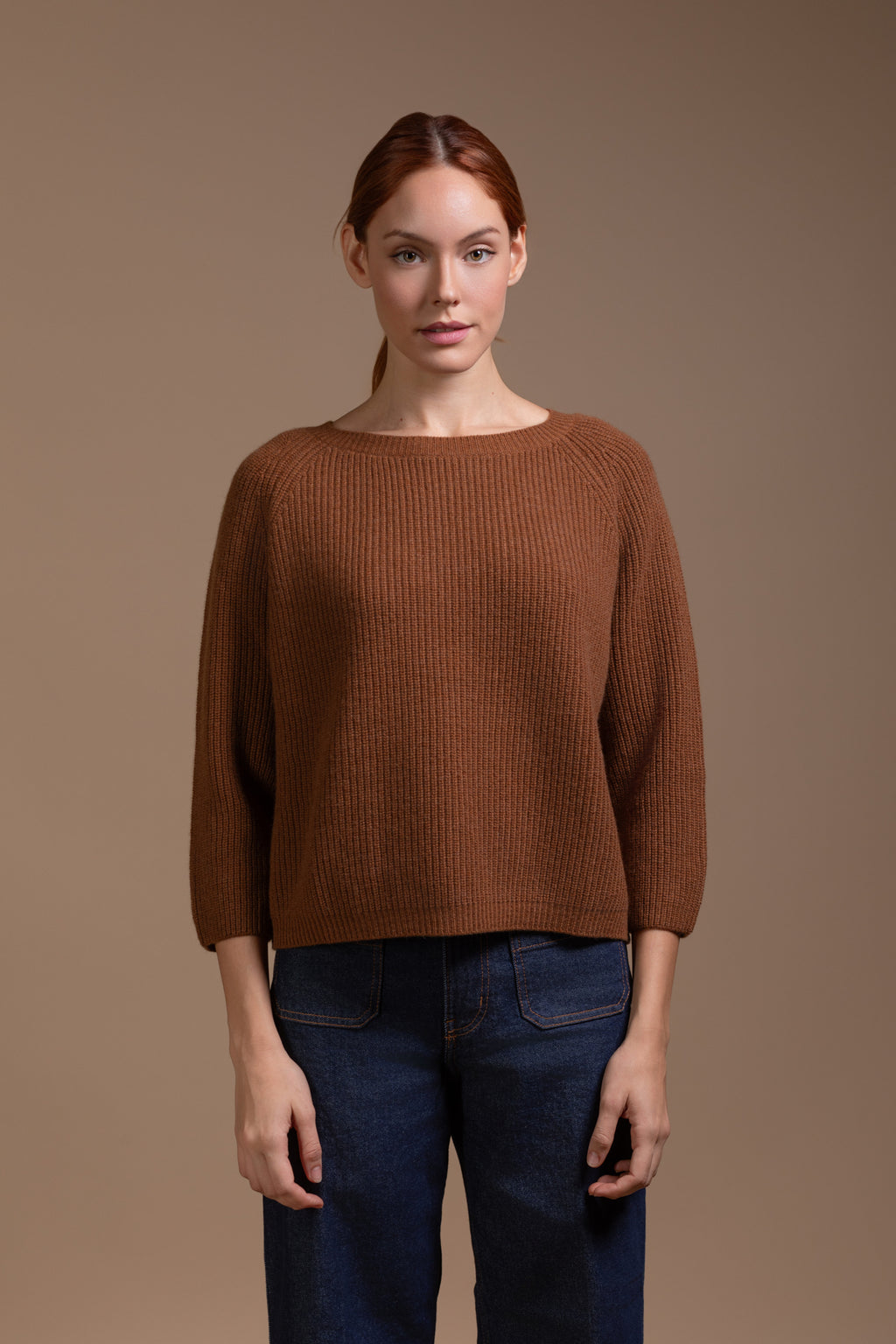 "Capri"crew neck with 3/4 sleeve, boxy style