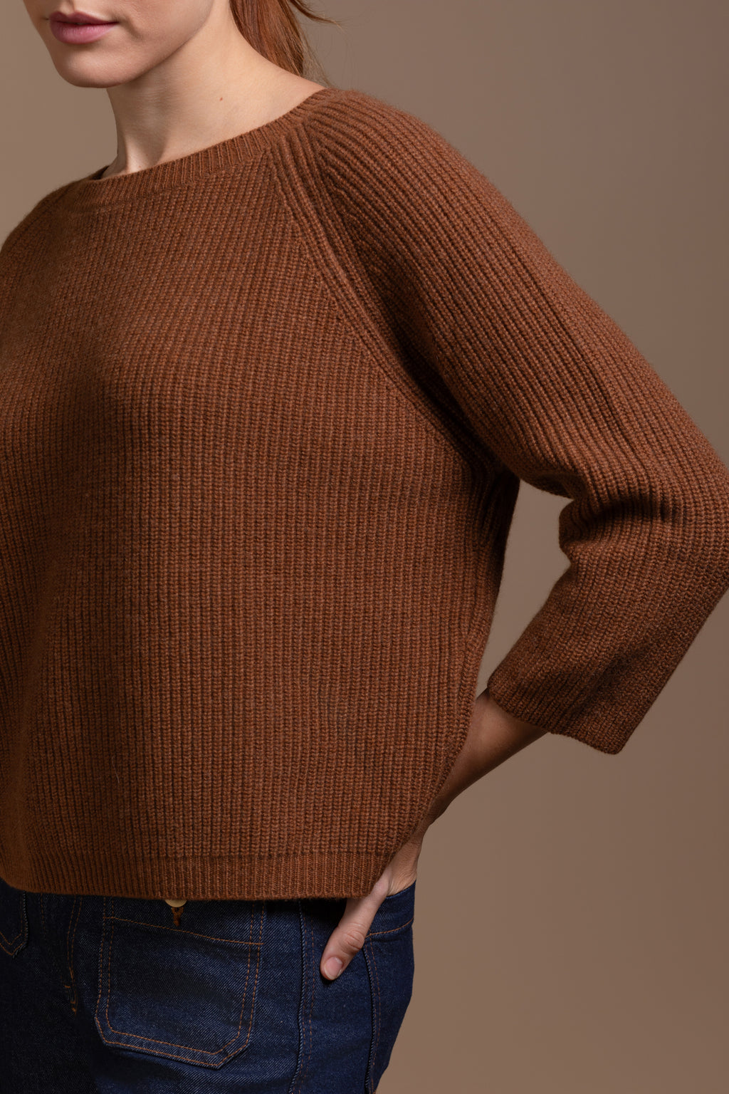 "Capri"crew neck with 3/4 sleeve, boxy style