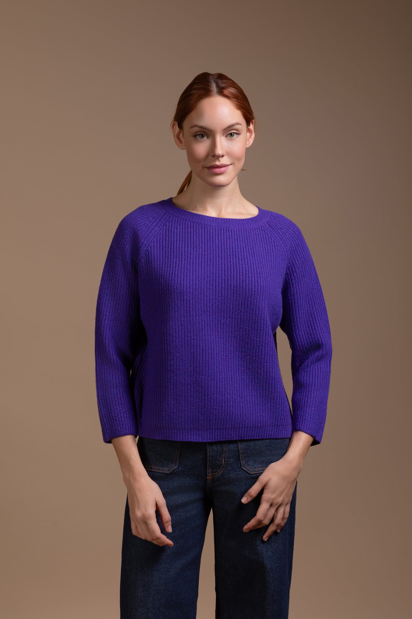 "Capri"crew neck with 3/4 sleeve, boxy style