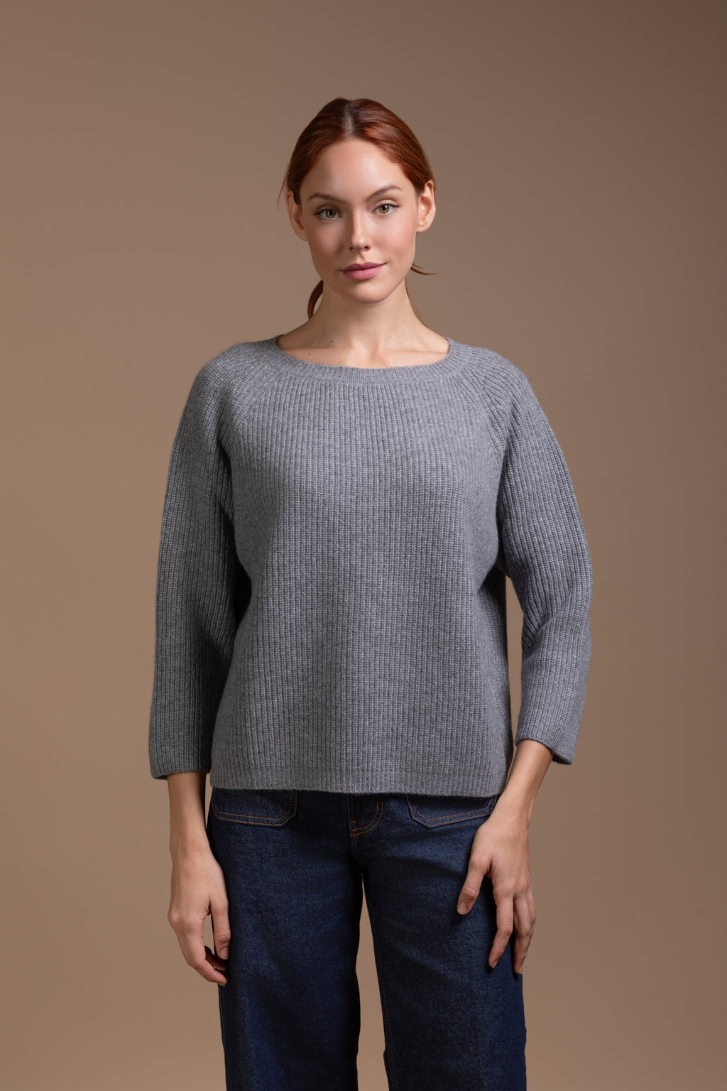 "Capri"crew neck with 3/4 sleeve, boxy style