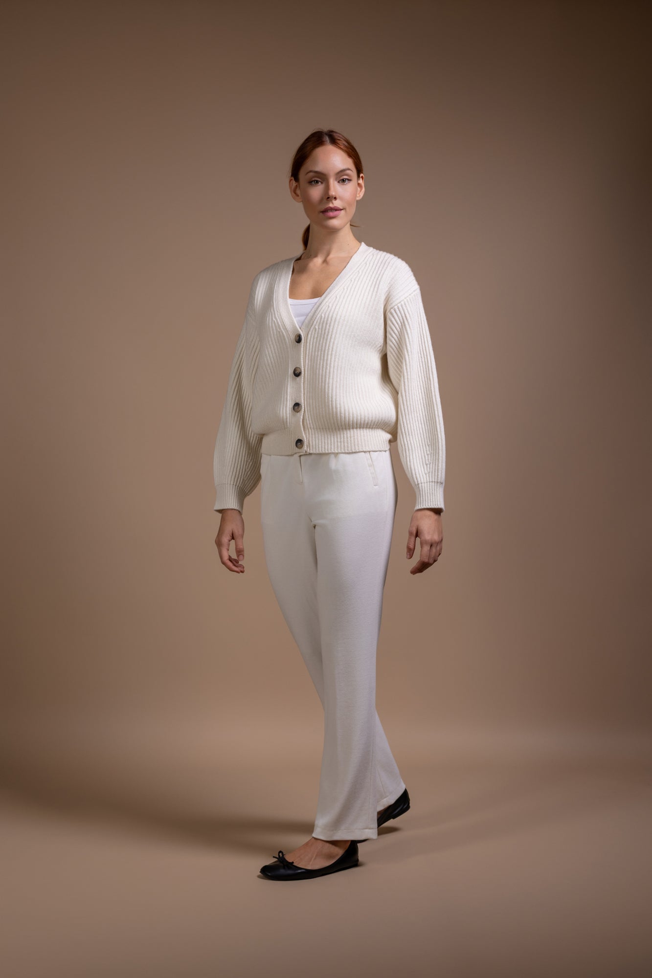 "Trento" short boxy cardigan with ballon sleeves