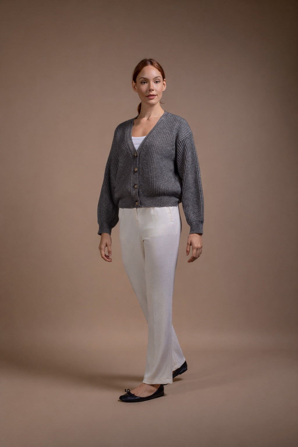 "Trento" short boxy cardigan with ballon sleeves