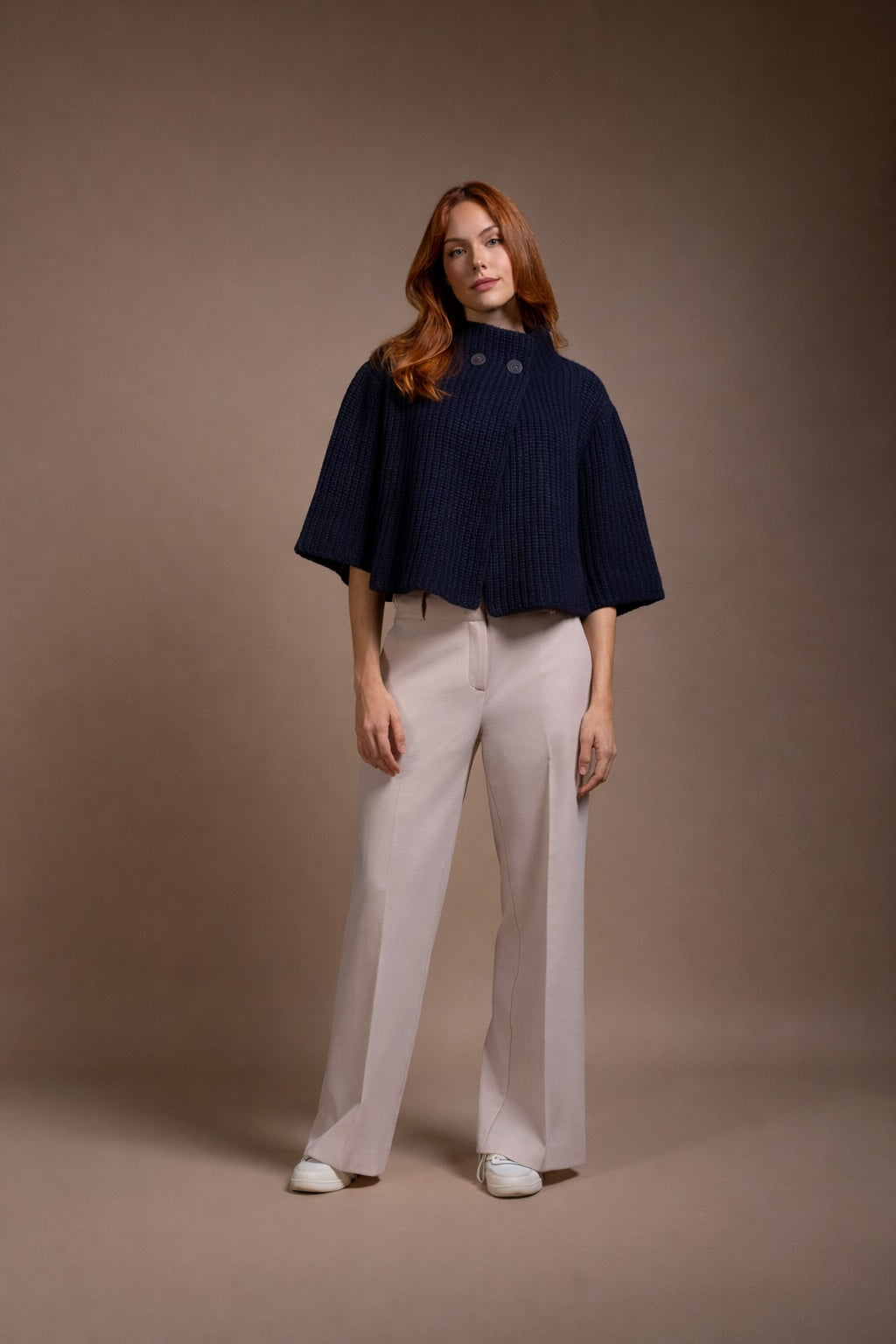 "Firenze" short jacket in full cardigan stich, 3/4 sleeve