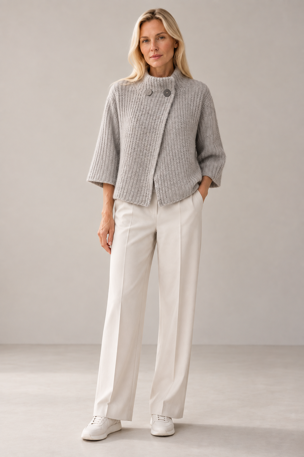 "Firenze" kurze Jacke in Perlfang mit 3/4 Ärmel