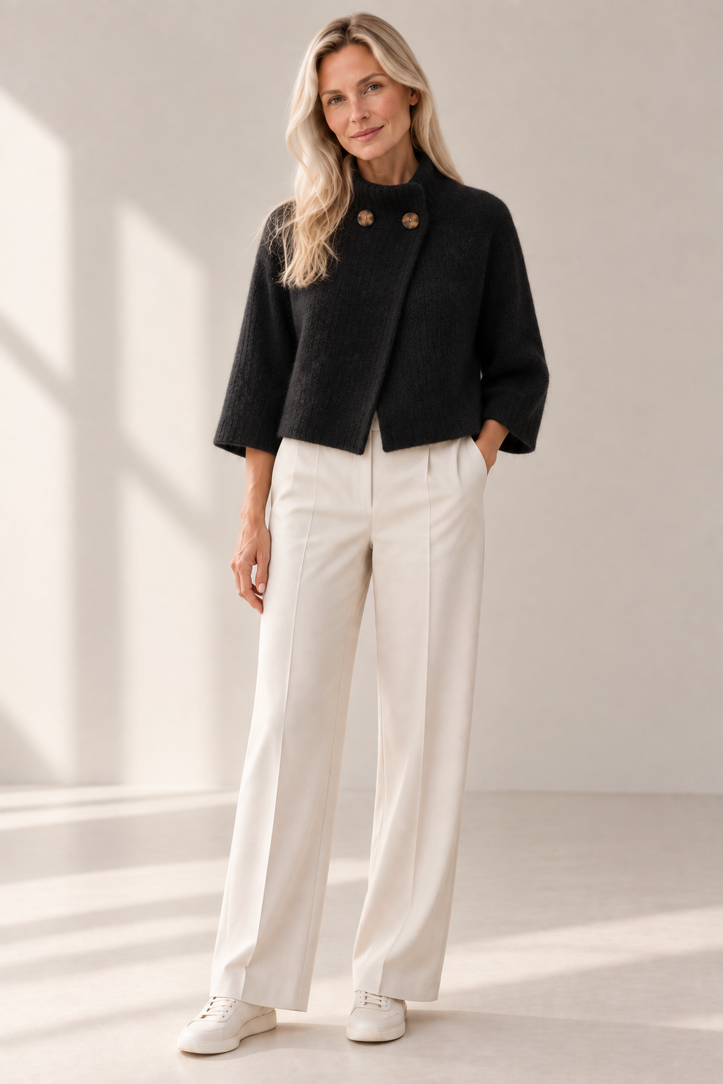 "Firenze" kurze Jacke in Perlfang mit 3/4 Ärmel