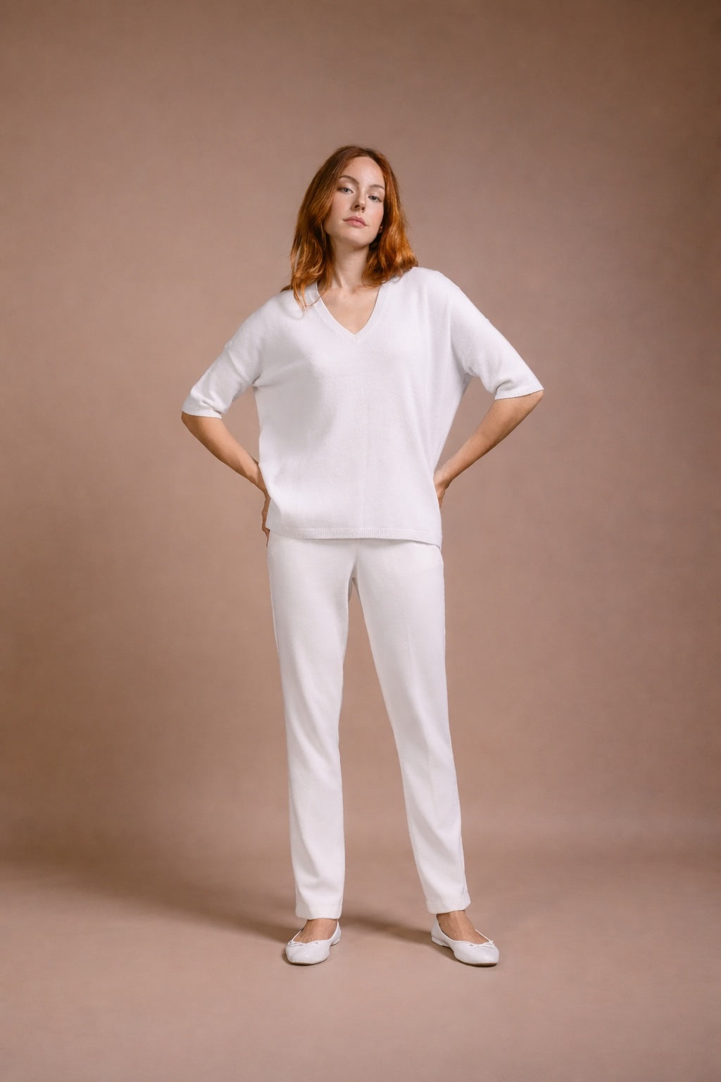 Messina, feiner 100% Cashmere Sommer Pullover 1/2 arm, V neck – nur auf Bestellung (3–4 Wochen Lieferzeit)