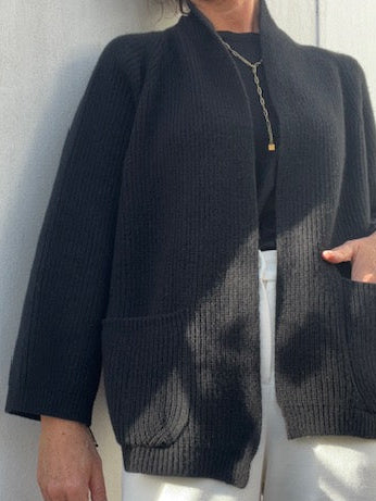 "Palermo" open boxy cardigan with scarfcollar