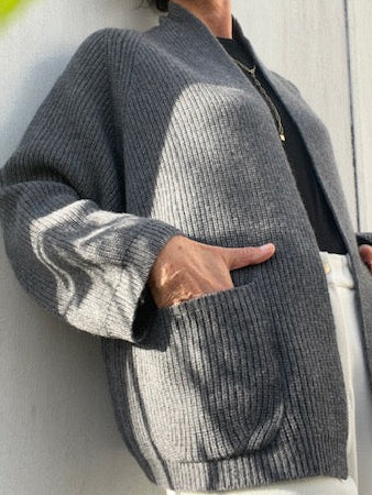 "Palermo" open boxy cardigan with scarfcollar