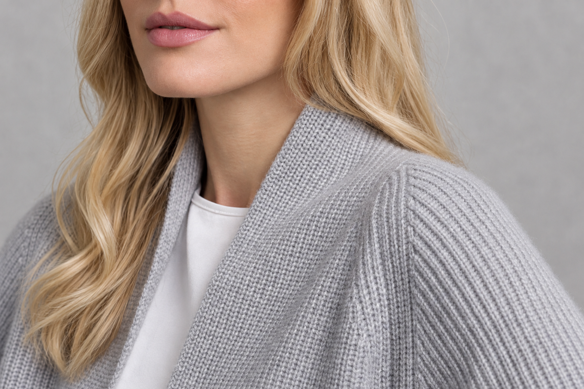 "Palermo" open boxy cardigan with scarfcollar