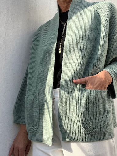 "Palermo" open boxy cardigan with scarfcollar