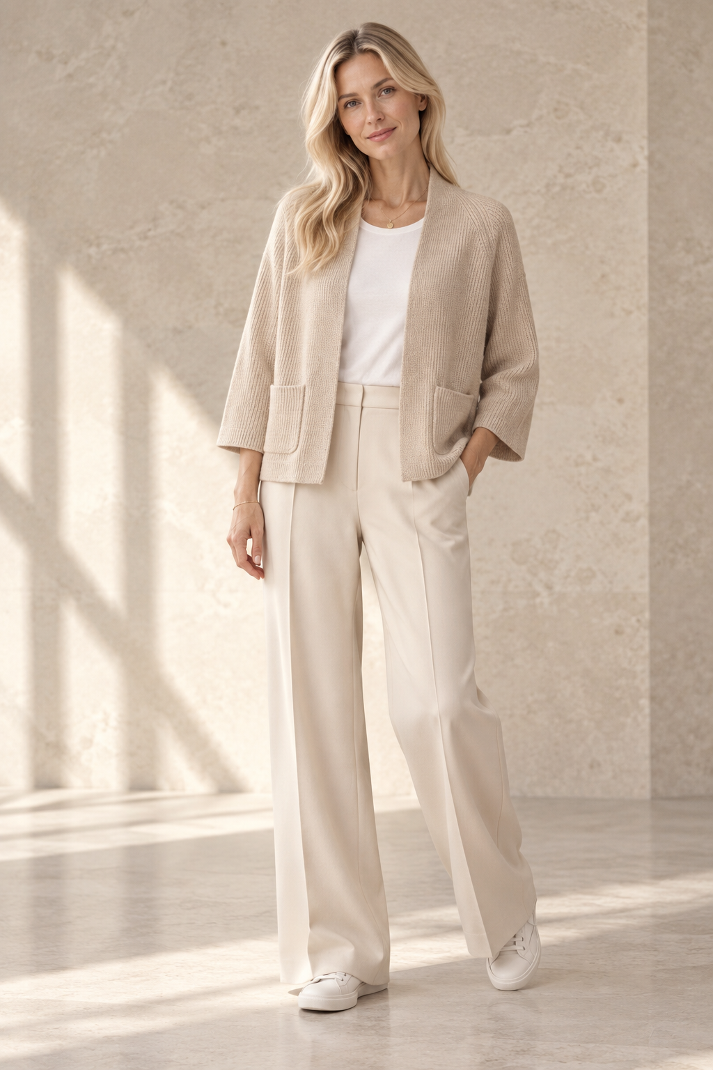 "Palermo" open boxy cardigan with scarfcollar