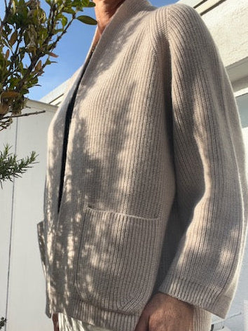 "Palermo" open boxy cardigan with scarfcollar