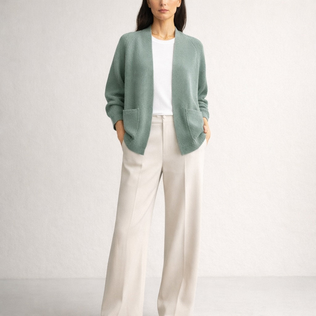 "Palermo" open boxy cardigan with scarfcollar