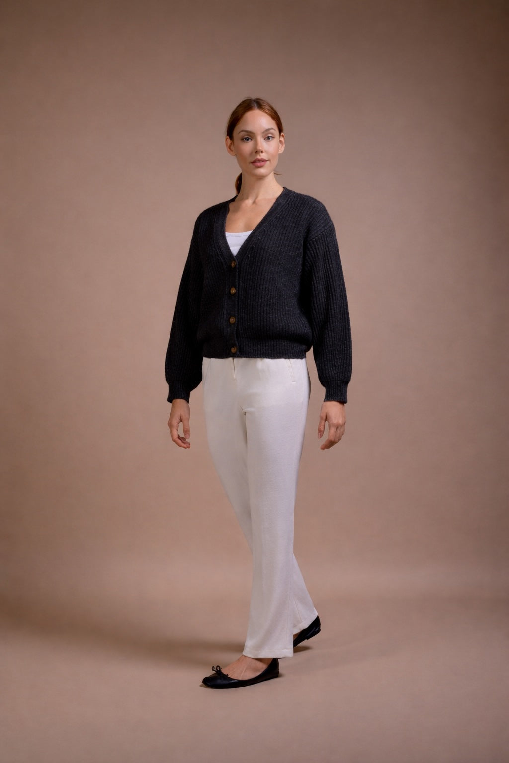 "Trento" short boxy cardigan with ballon sleeves