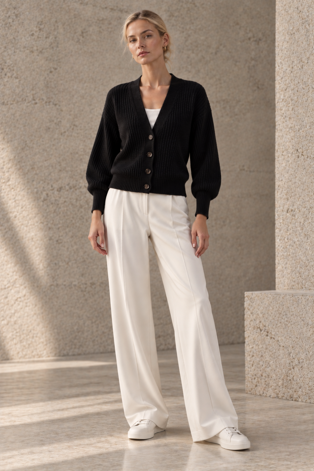"Trento" short boxy cardigan with ballon sleeves